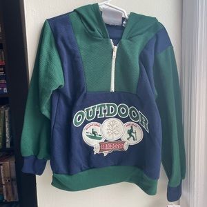 VTG NWT BUDDY BOYS GREEN BLUE OUTDOOR GRAPHIC HOODIE BOYS SIZE 6